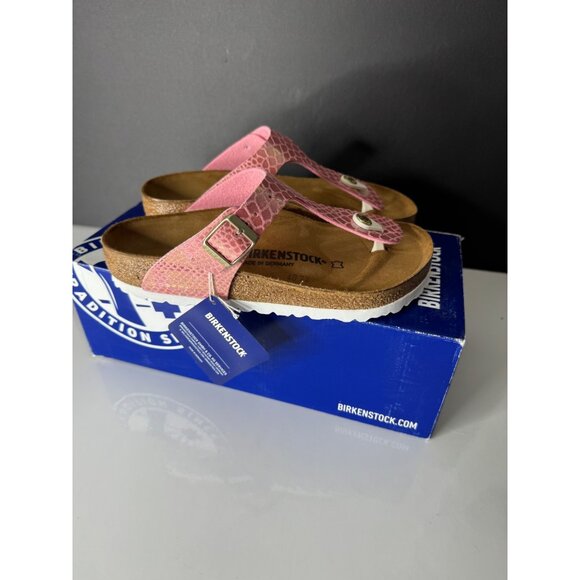 NEW Birkenstock Gizeh Thong Sandals Shiny Snake Rose Size US 4 EU 35 - Picture 4 of 7